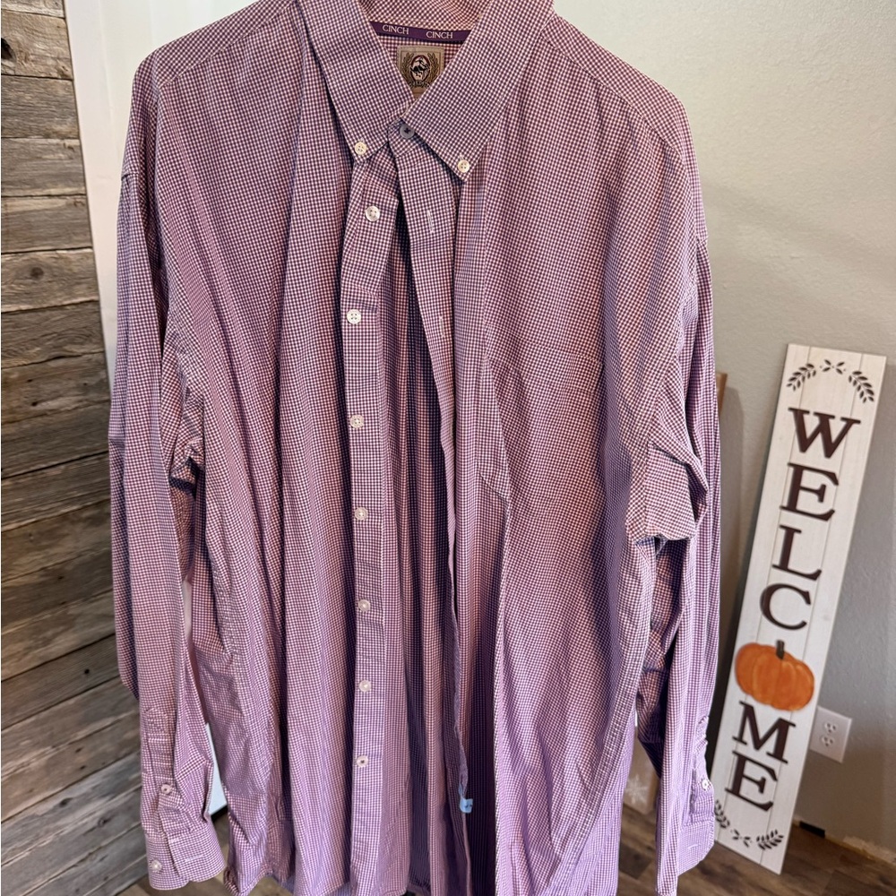 Cinch Men's Purple Gingham Button Down Shirt
